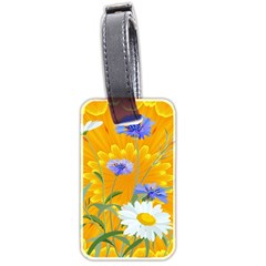 Flowers Daisy Floral Yellow Blue Luggage Tags (two Sides) by Simbadda