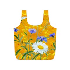 Flowers Daisy Floral Yellow Blue Full Print Recycle Bags (s)  by Simbadda