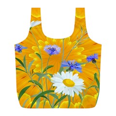 Flowers Daisy Floral Yellow Blue Full Print Recycle Bags (l)  by Simbadda