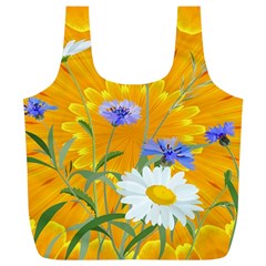 Flowers Daisy Floral Yellow Blue Full Print Recycle Bags (l)  by Simbadda