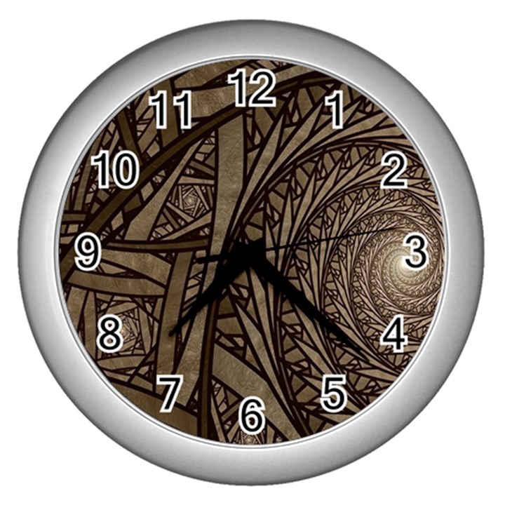 Abstract Pattern Graphics Wall Clocks (Silver) 