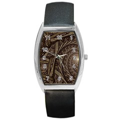 Abstract Pattern Graphics Barrel Style Metal Watch