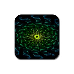 Abstract Ribbon Green Blue Hues Rubber Coaster (square)  by Simbadda