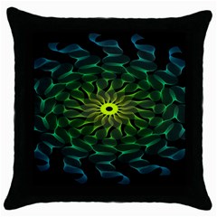 Abstract Ribbon Green Blue Hues Throw Pillow Case (black) by Simbadda