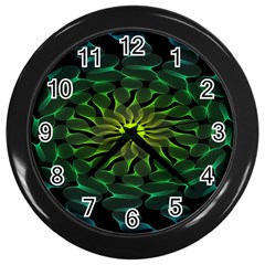 Abstract Ribbon Green Blue Hues Wall Clocks (black) by Simbadda