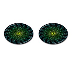 Abstract Ribbon Green Blue Hues Cufflinks (oval)