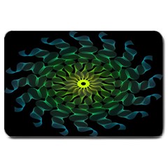 Abstract Ribbon Green Blue Hues Large Doormat  by Simbadda