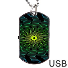 Abstract Ribbon Green Blue Hues Dog Tag Usb Flash (two Sides) by Simbadda