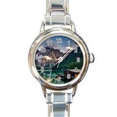 Italy Mountains Pragser Wildsee Round Italian Charm Watch by Simbadda