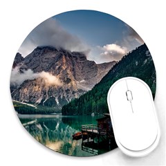 Italy Mountains Pragser Wildsee Round Mousepads by Simbadda