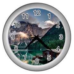 Italy Mountains Pragser Wildsee Wall Clocks (silver)  by Simbadda