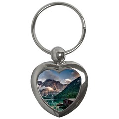 Italy Mountains Pragser Wildsee Key Chains (heart)  by Simbadda