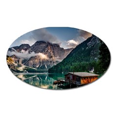 Italy Mountains Pragser Wildsee Oval Magnet by Simbadda