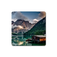 Italy Mountains Pragser Wildsee Square Magnet by Simbadda