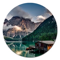 Italy Mountains Pragser Wildsee Magnet 5  (round) by Simbadda