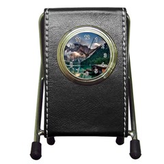 Italy Mountains Pragser Wildsee Pen Holder Desk Clocks by Simbadda