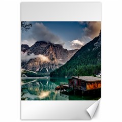 Italy Mountains Pragser Wildsee Canvas 12  X 18   by Simbadda