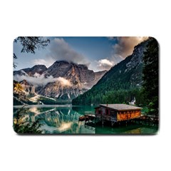 Italy Mountains Pragser Wildsee Small Doormat  by Simbadda