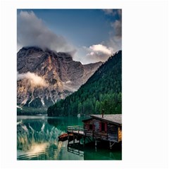 Italy Mountains Pragser Wildsee Small Garden Flag (two Sides) by Simbadda