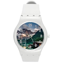 Italy Mountains Pragser Wildsee Round Plastic Sport Watch (m) by Simbadda