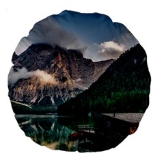 Italy Mountains Pragser Wildsee Large 18  Premium Round Cushions by Simbadda