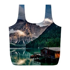 Italy Mountains Pragser Wildsee Full Print Recycle Bags (l)  by Simbadda