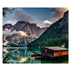 Italy Mountains Pragser Wildsee Double Sided Flano Blanket (small)  by Simbadda