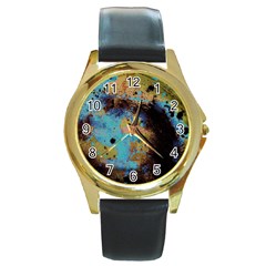 Blue Options 5 Round Gold Metal Watch by bestdesignintheworld