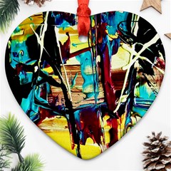 Dance Of Oil Towers 4 Heart Ornament (two Sides) by bestdesignintheworld