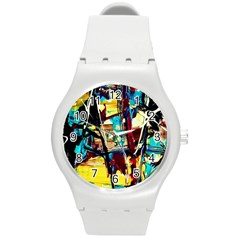 Dance Of Oil Towers 4 Round Plastic Sport Watch (m) by bestdesignintheworld