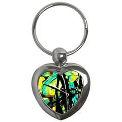 Dance Of Oil Towers 5 Key Chains (heart)  by bestdesignintheworld