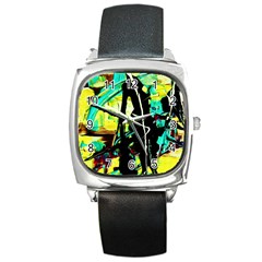 Dance Of Oil Towers 5 Square Metal Watch by bestdesignintheworld