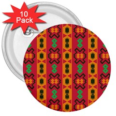 Tribal Shapes In Retro Colors                                 3  Button (10 Pack) by LalyLauraFLM