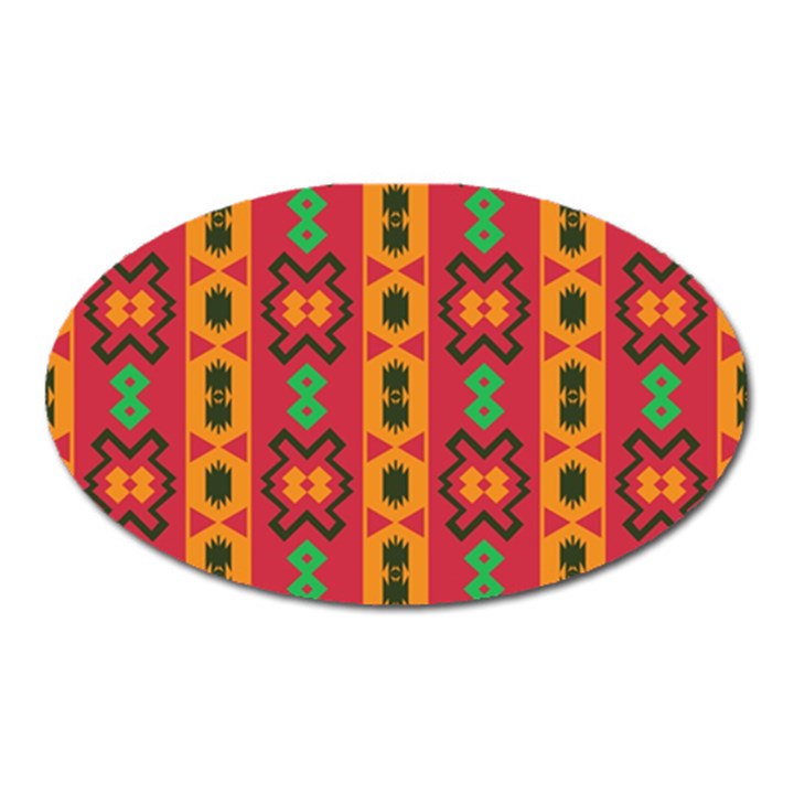 Tribal shapes in retro colors                                 Magnet (Oval)