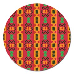 Tribal Shapes In Retro Colors                                 Magnet 5  (round) by LalyLauraFLM