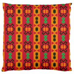 Tribal Shapes In Retro Colors                           Large Flano Cushion Case (two Sides) by LalyLauraFLM