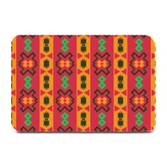 Tribal Shapes In Retro Colors                                Plate Mat by LalyLauraFLM