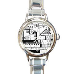 Drawing  Round Italian Charm Watch by ValentinaDesign