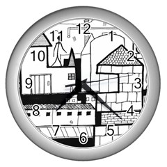 Drawing  Wall Clocks (silver)  by ValentinaDesign