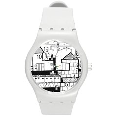 Drawing  Round Plastic Sport Watch (m) by ValentinaDesign