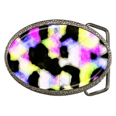 Watercolors Shapes On A Black Background                                  Belt Buckle