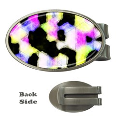 Watercolors Shapes On A Black Background                                  Money Clip (oval) by LalyLauraFLM