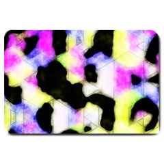 Watercolors Shapes On A Black Background                                  Large Doormat by LalyLauraFLM