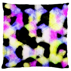 Watercolors Shapes On A Black Background                            Large Flano Cushion Case (two Sides) by LalyLauraFLM