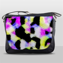 Watercolors Shapes On A Black Background                                  Messenger Bag by LalyLauraFLM