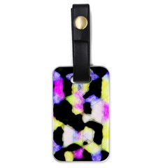 Watercolors Shapes On A Black Background                                  Luggage Tag (one Side) by LalyLauraFLM