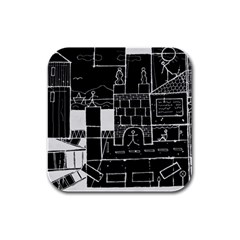 Drawing  Rubber Square Coaster (4 Pack)  by ValentinaDesign