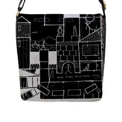 Drawing  Flap Messenger Bag (l)  by ValentinaDesign