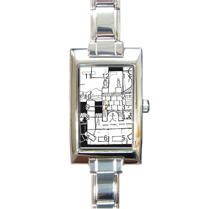 Drawing  Rectangle Italian Charm Watch