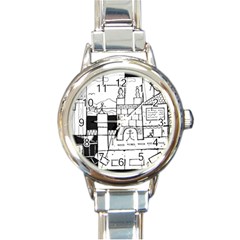 Drawing  Round Italian Charm Watch by ValentinaDesign